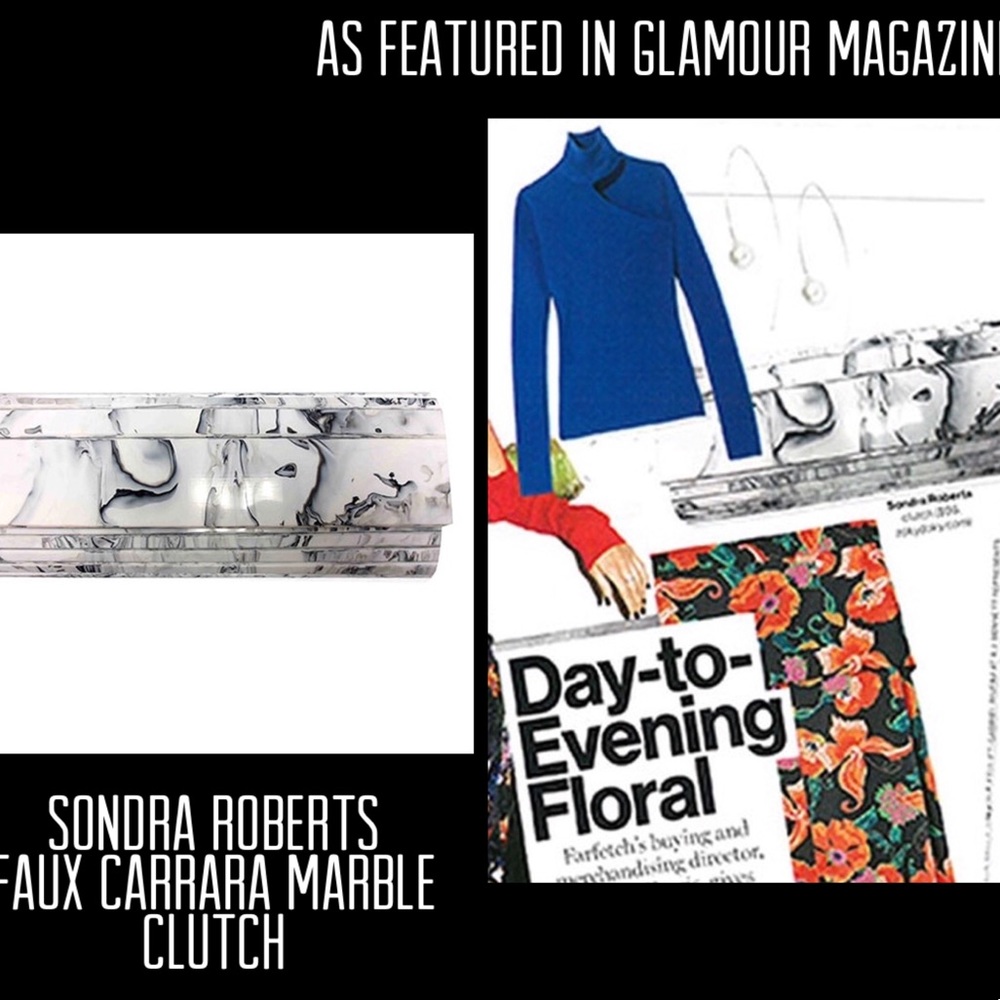 SR Faux Carrara Marble Foldover Hardbody Clutch